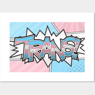 Halftone Trans Pride Typography with Flag Background Posters and Art